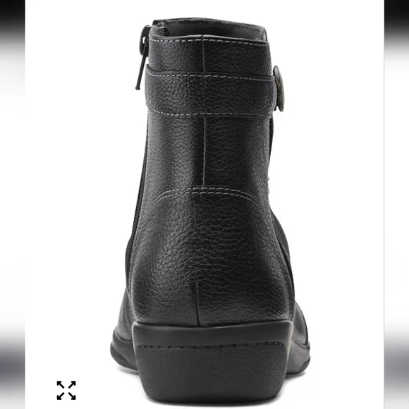 Clarks Collection Women's Cheyn Zoe Black Leather Ankle Boots Size 8W Comfort - Picture 4 of 12